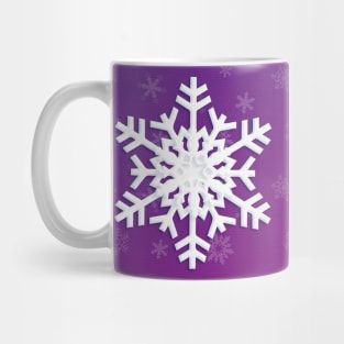 Snowflake Winter Holiday Christmas Decoration. White Snowflake on purple background. Mug